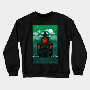Gothic Cathedral with graveyard Red and Green Crewneck Sweatshirt